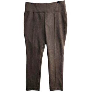 ANDREW MARC Pants Womens Large Brown Faux Suede Stretch High-Waist Skinny Leg
